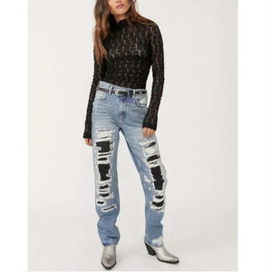 Free People McCoy Destroyed Jeans / Tattered Blue NEW with tags.